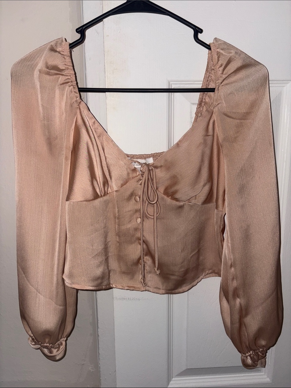 Satin Peasant Blouse in Dusty Rose